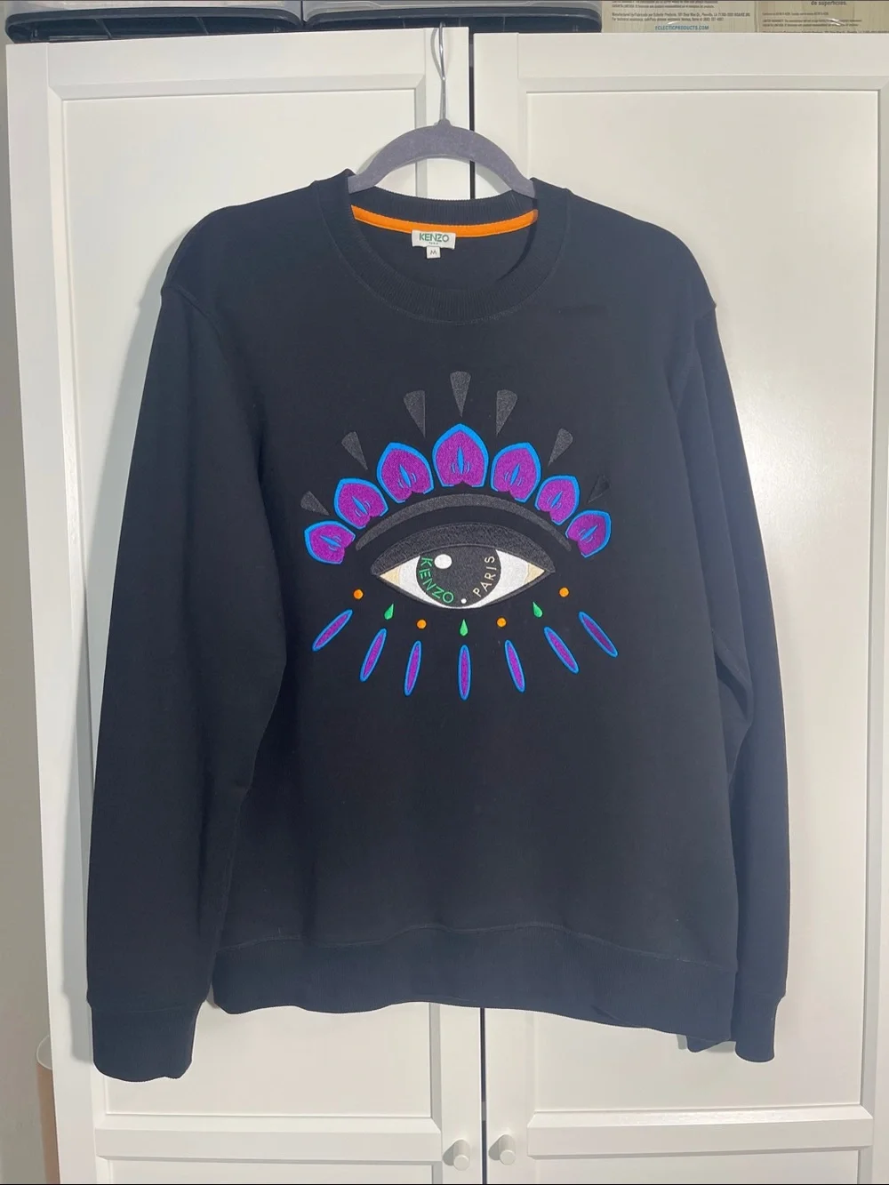 KENZO Paris Eye Motif Embroidered Crewneck Sweatshirt Black